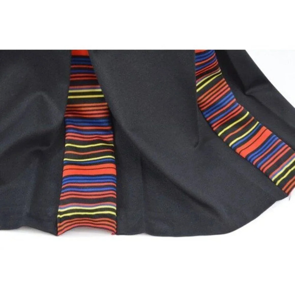 Vintage Black Dress Flared Stripe Pattern Insert 1960s Flight Attendant Uniform - Picture 4 of 10